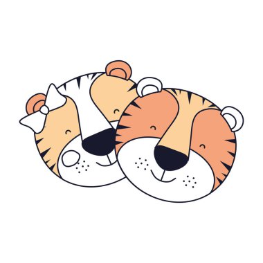 siluet renk bölümleri yüzler Tiger hayvan mutluluk ifade Çift