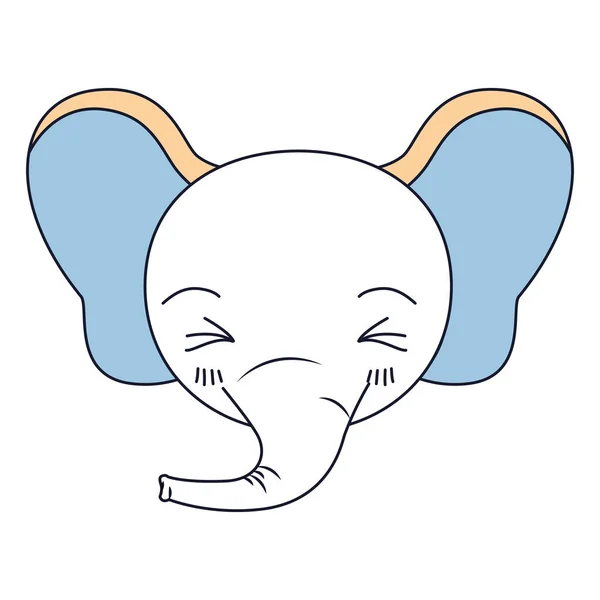 象の幸せ表現と閉じた目のかわいい顔のシルエット カラー セクション — ストックベクタ