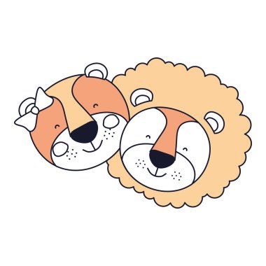 siluet renk yüzler kaplan çift aslan ve aslan mutluluk ifade bölümleri