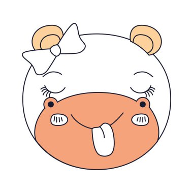 siluet renk bölümleri dil ifade yapışmasını kadın su aygırı hayvan yüz