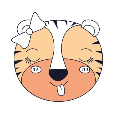 siluet renk bölümleri dil ifade yapışmasını dişi kaplan hayvan yüz