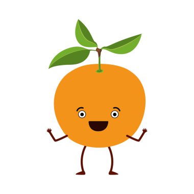 Beyaz arka plan ile karikatür turuncu meyve