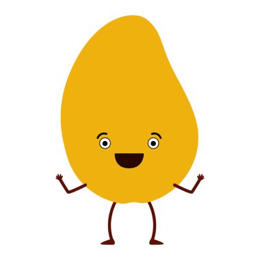 Beyaz arka plan ile mango meyve karikatürü
