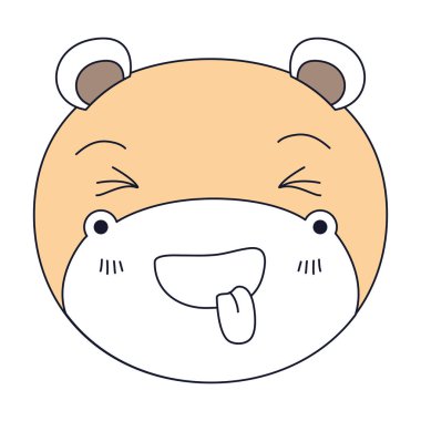 siluet renk bölümleri yapışkanlık dışarı su aygırı, sevimli yüz ifadesi dil