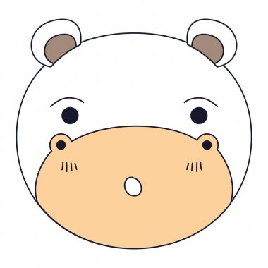 siluet renk bölümleri su aygırı, sevimli yüz ifadesi şaşırttı