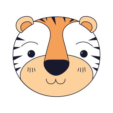 Kaplan mutluluk ifadesinin sevimli yüzü siluet renk bölümleri