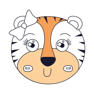 yay dantel hayvanla kadın kaplan çehresini siluet renk bölümleri