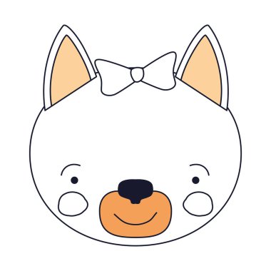 yüz dişi kedi hayvan mutluluk ifadesi yay dantel ile siluet renk bölümleri