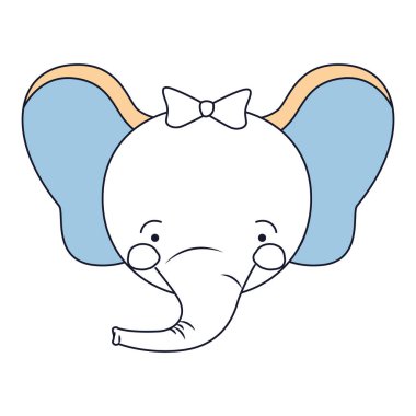 yüz dişi fil hayvan mutluluk ifadesi yay dantel ile siluet renk bölümleri