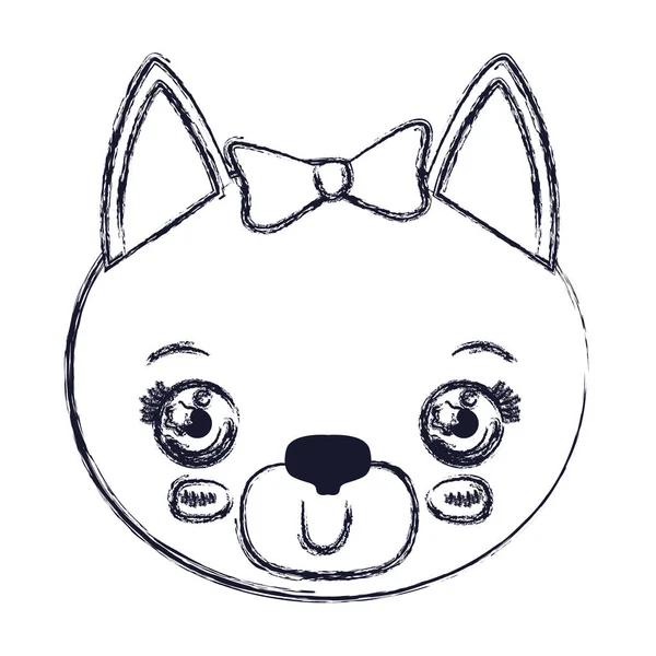 Silhueta borrada rosto de gato fêmea expressão felicidade animal — Vetor de Stock