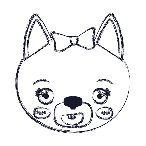Silhueta borrada rosto de gato fêmea animal expressão sorridente — Vetor de Stock