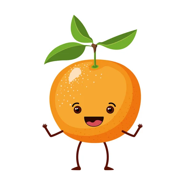 Fundo branco com caricatura realista laranja fruta —  Vetores de Stock