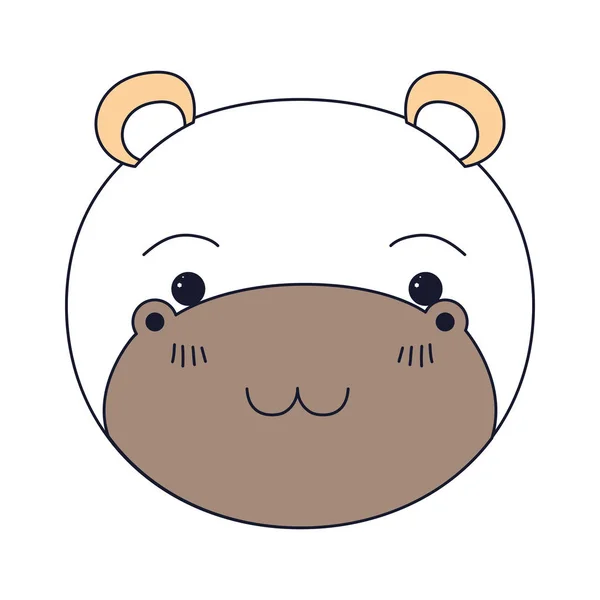 Seções de cor silhueta de rosto bonito de expressão felicidade hipopótamo — Vetor de Stock