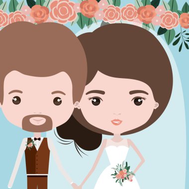 Sadece evli adam sakallı ve toplanan saçlı kadın yarım vücut çift renk arka plan