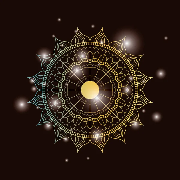 parlaklık ve renkli parlak çiçek mandala vintage Dekoratif süsleme kahverengi koyu renk arka plan