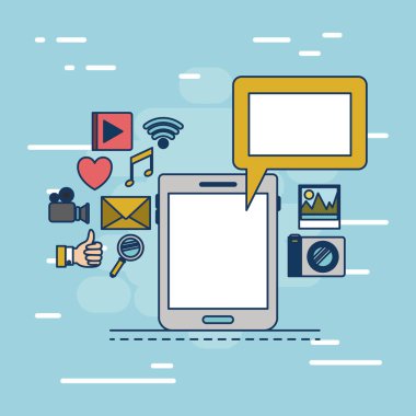 cihaz teknik tablet renkli dekoratif arka plan üzerinde multimedya uygulama