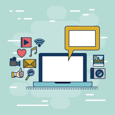 cihaz teknik dizüstü bilgisayar renkli dekoratif arka plan üzerinde multimedya uygulama