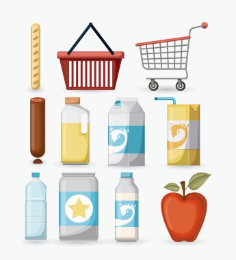 süpermarket simgeler koleksiyonu renkli grafikleri