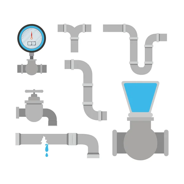 Kolorowy zestaw rur wodno-kanalizacyjnych usługi — Wektor stockowy