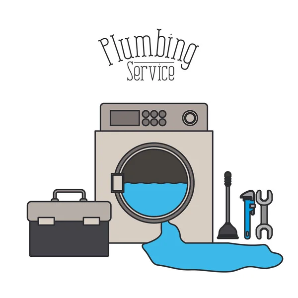 Poster a colori di servizio idraulico gocciolante lavatrice — Vettoriale Stock