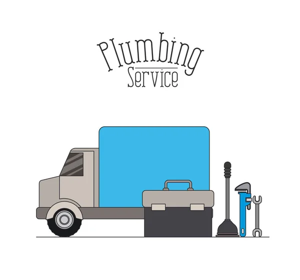 Poster a colori del servizio idraulico auto veicolo — Vettoriale Stock