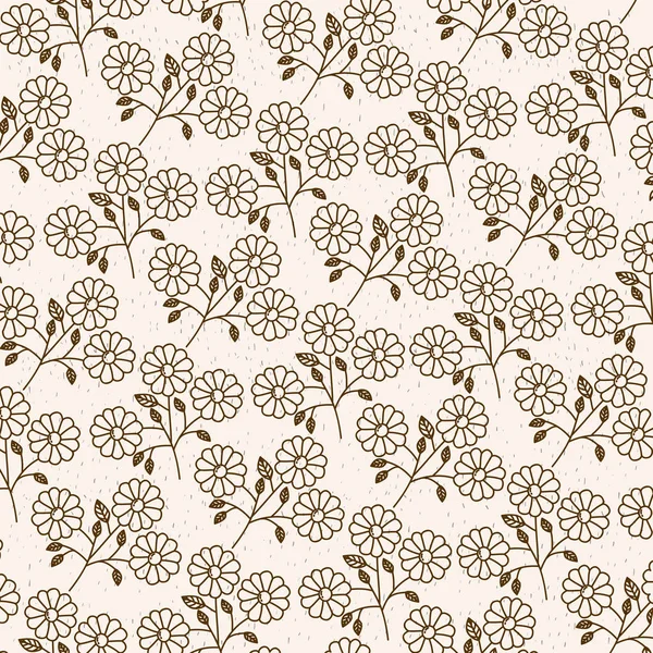 Monokrom bakgrund med mönster av daisy blommor med stam och blad — Stock vektor
