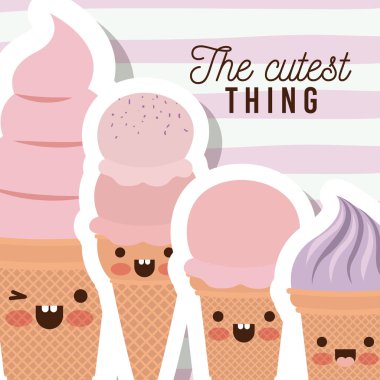 kalın kontur ve çizgiler renkli arka plan ile portre karikatür buz ile şirin şey poster kremler