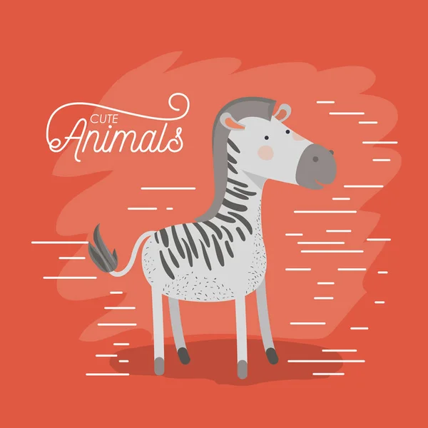 Zebra animal caricatura na cor de fundo com linhas — Vetor de Stock