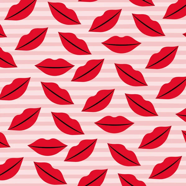 Modello labbra impostato su pop art sfondo di colore lineare — Vettoriale Stock