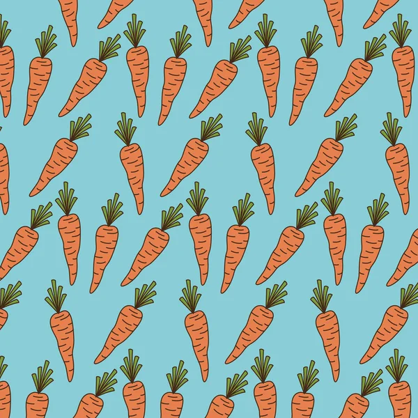 Carrots pattern colorful in aquamarine background — Stock Vector