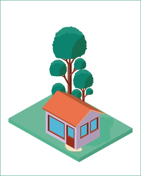 Mini strom a dům izometrický — Stockový vektor