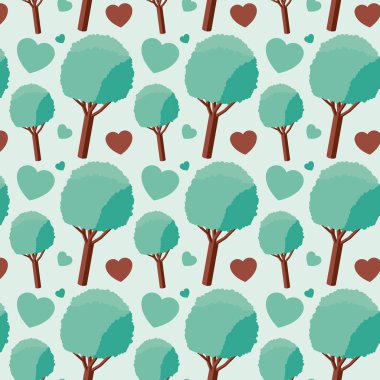 ağaçlar ve kalpleri desen arka plan
