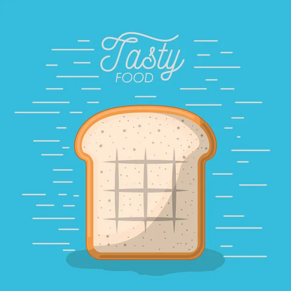 Plakat smaczne jedzenie kromka chleba w niebieskim tle — Wektor stockowy