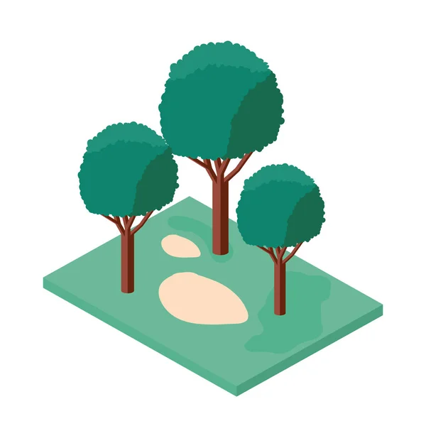 Mini skog träd isometrisk ikoner — Stock vektor
