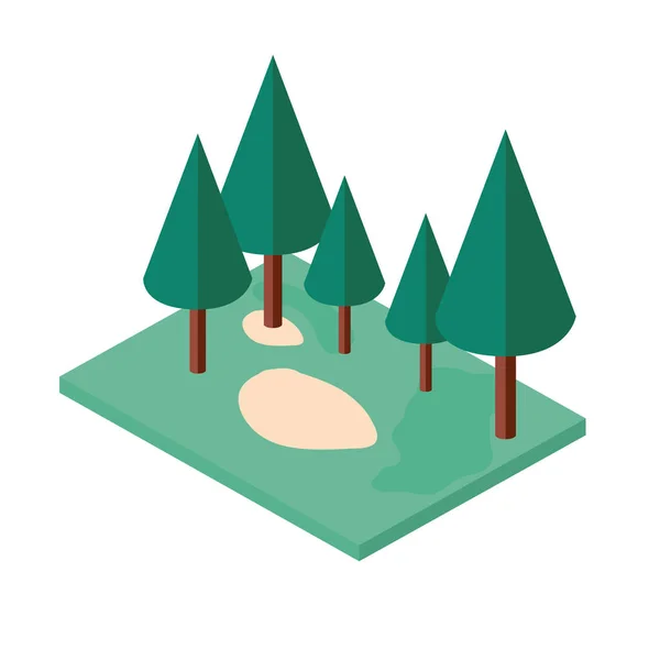 Mini arbres forestiers icônes isométriques — Image vectorielle