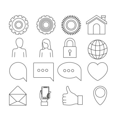 siluet teknoloji paylaşımı simgeler öğeleri beyaz arka plan