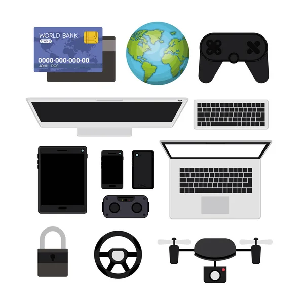 Fütüristik teknoloji gadget Icons set — Stok Vektör