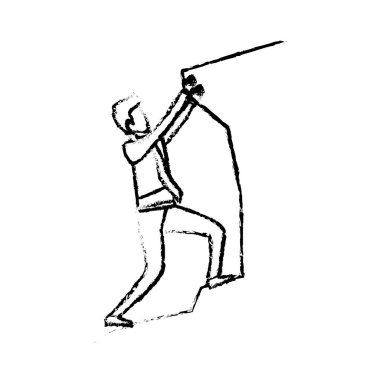 tek renkli taş siluet tepesine tırmanmaya çalışan işadamı bulanık