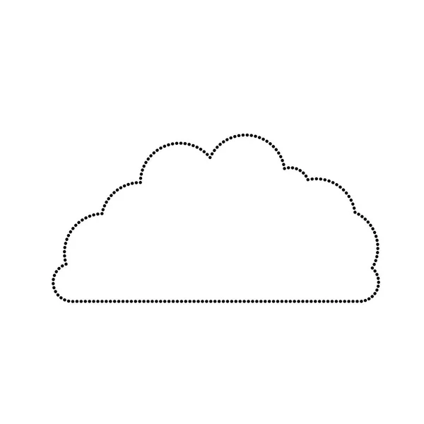 Nube esponjoso monocromo silueta punteada — Vector de stock