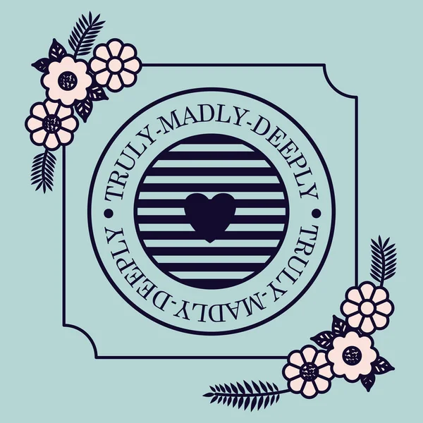 Amor design de cartão de selo floral —  Vetores de Stock
