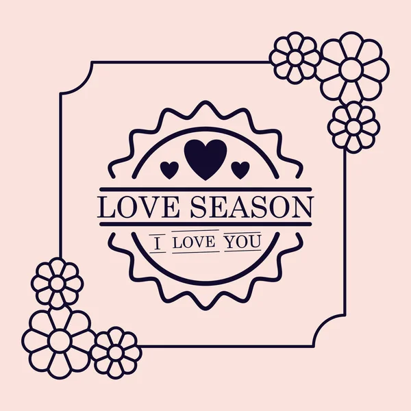 Αγάπη σεζόν floral σφραγίδα κάρτα σχεδιασμού — Διανυσματικό Αρχείο