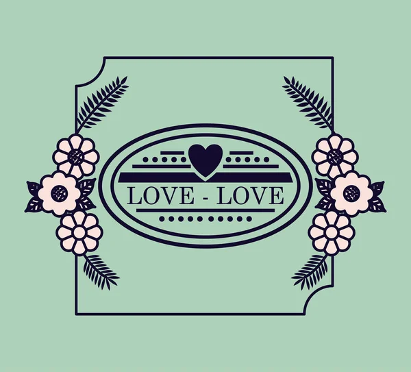 Αγάπη floral σφραγίδα σχεδιασμού κάρτα — Διανυσματικό Αρχείο
