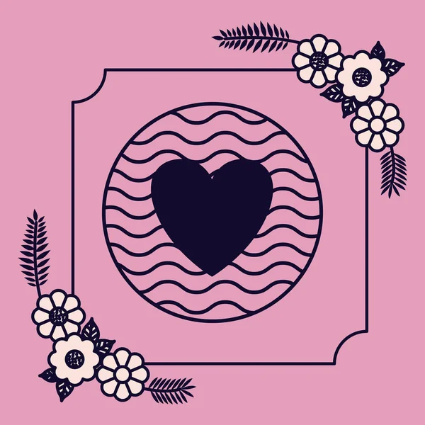 Amor floral sello tarjeta diseño — Archivo Imágenes Vectoriales