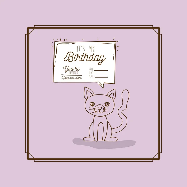 Mi tarjeta de cumpleaños mano dibujar animal — Vector de stock