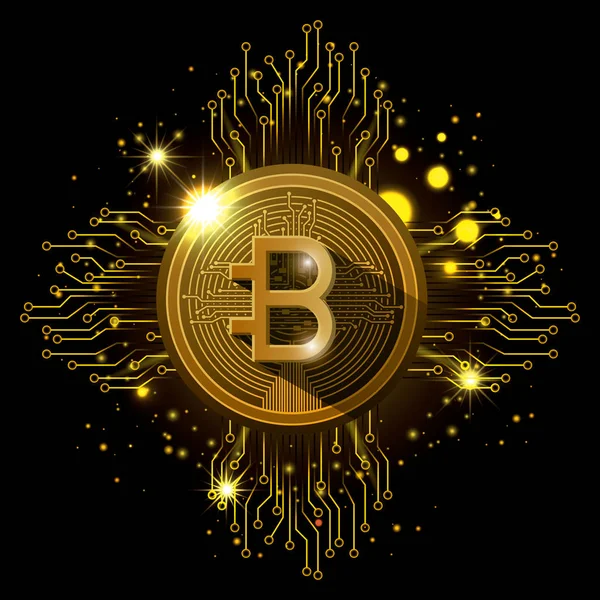 Bitcoin set minerario icone — Vettoriale Stock