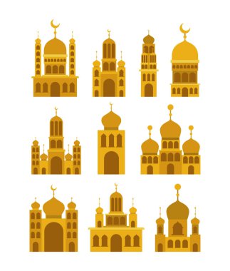 Eid mubarak tapınaklar cepheler renkli ayarla