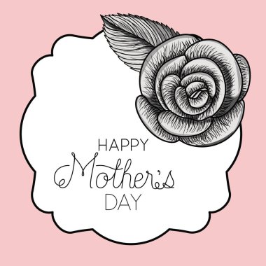 mutlu anneler günü çerçeve gül desenli