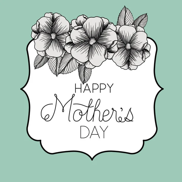 Feliz dia de mães moldura com flores — Vetor de Stock
