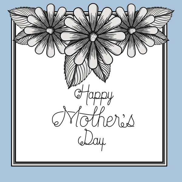 Feliz dia de mães moldura com flores — Vetor de Stock