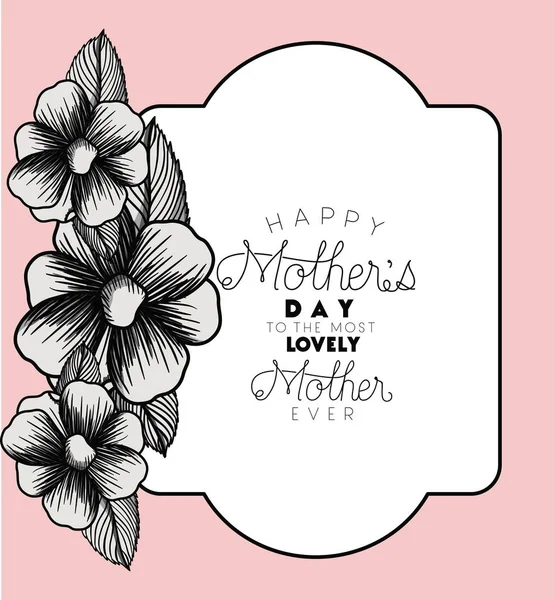 Mutlu anneler günü çerçeve çiçekli — Stok Vektör